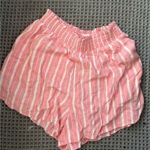 Aerie Pink and White Striped High Waist Shorts